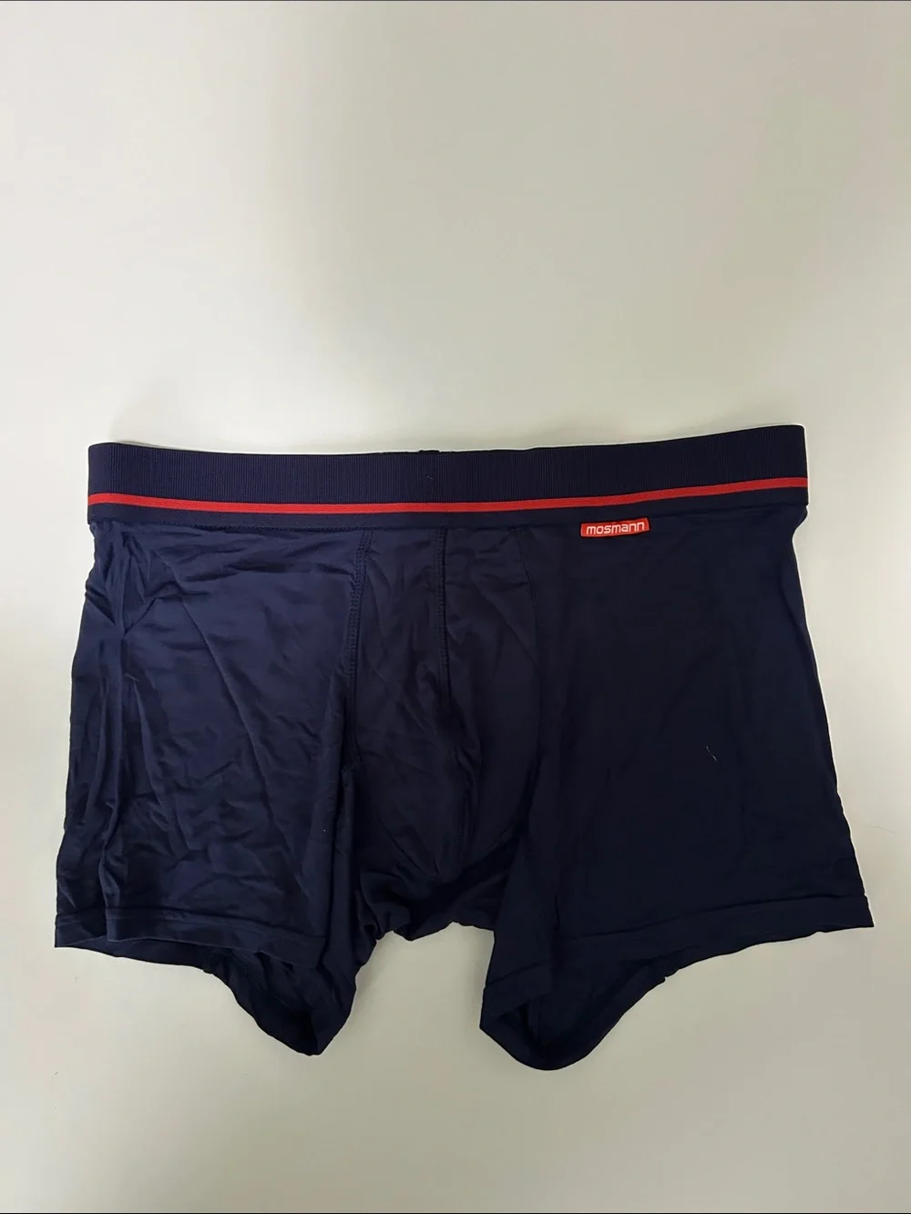 MOSMAN Navy Boxer Briefs with Red Waistband Accent